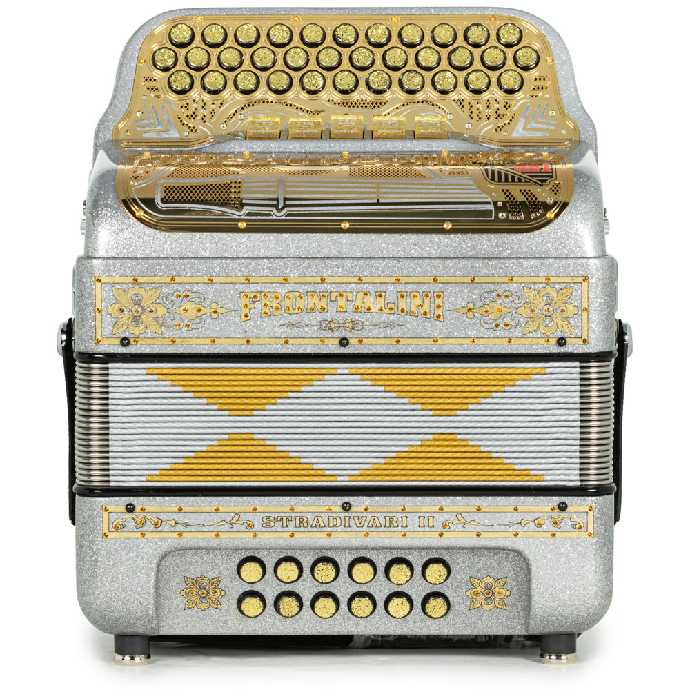 Frontalini Stradivari II 5 Switch FBE Accordion in Silver Glitter and Gold
